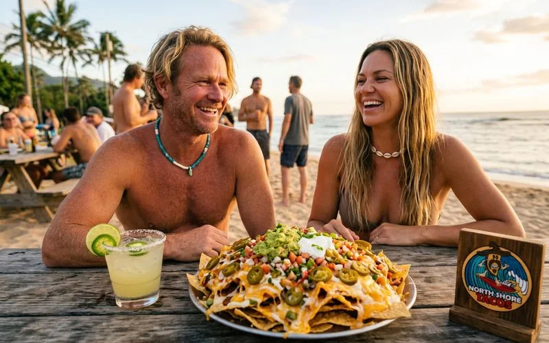 Loaded nachos with all the toppings next to a spicy margarita with jalapeño garnish