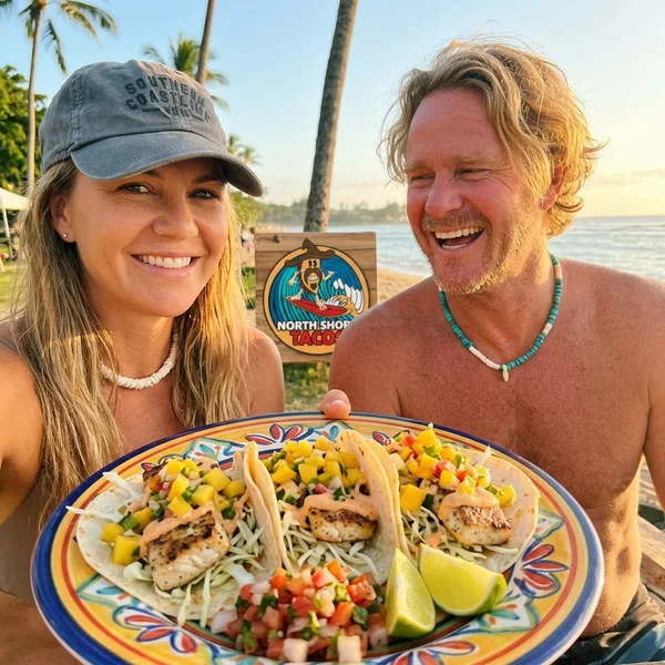 Fresh fish tacos with lime and pico de gallo