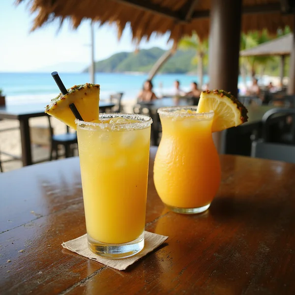 Tropical margaritas and Pineapple Tiki drinks